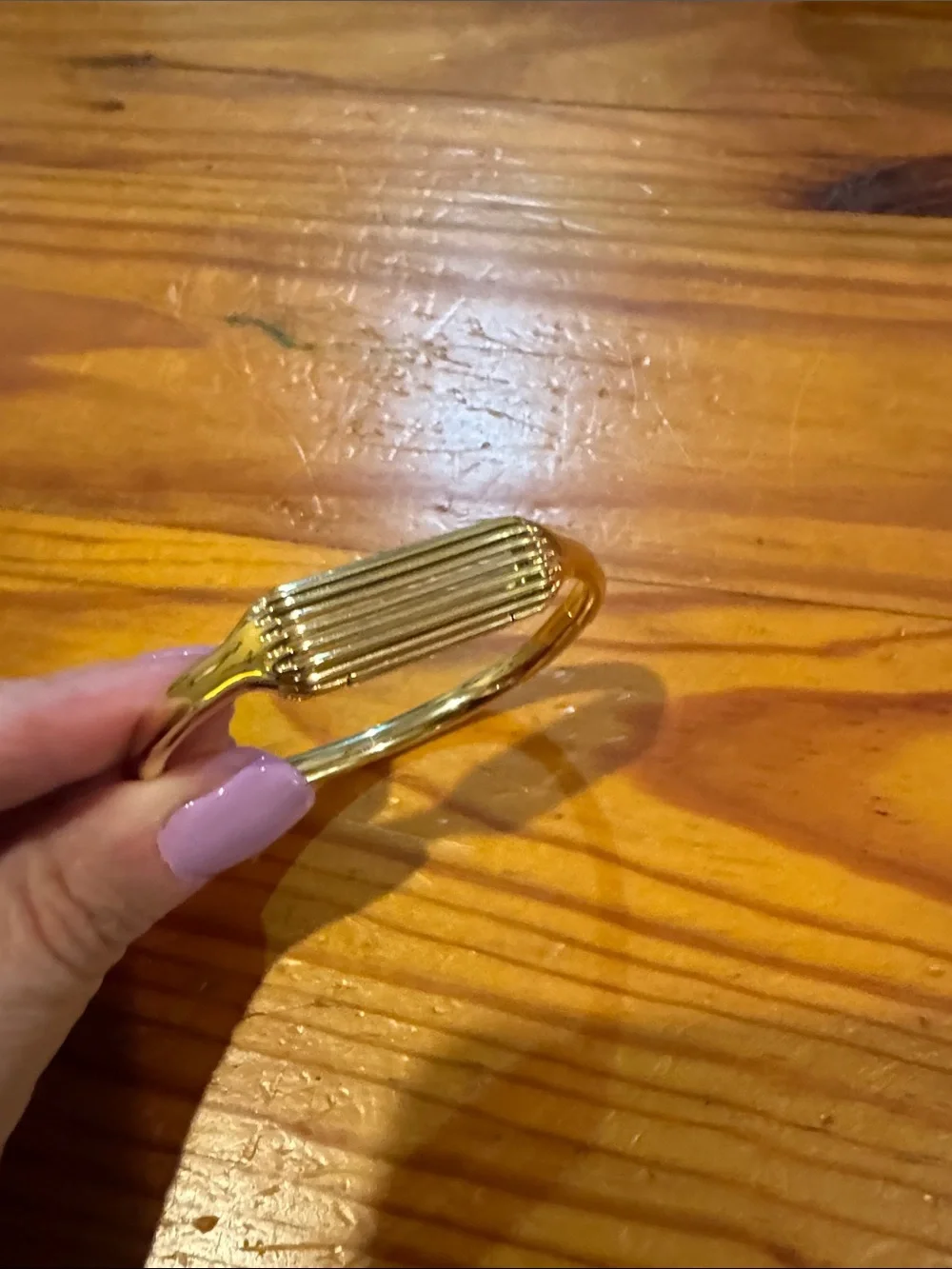 Gold Ribbed Cuff Bracelet - Picture 1 of 3